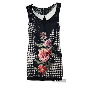 NWT Blu Firenze Floral Print Lace Trim Dress 40